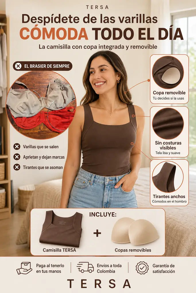 Camisilla con Copa Integrada y Removible - Cómoda Todo el Día - 30% Off