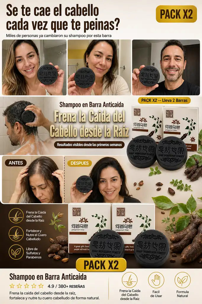 Shampoo en Barra Anticaida (Pack x2)- Frena la Caida del Cabello - Ultimas Unidades