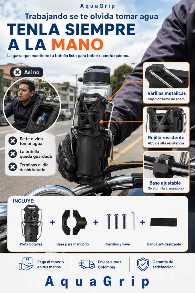Portabidon Ajustable para Moto y Bicicleta - Toma Agua Sin Parar de Trabajar - Precio Especial Hoy