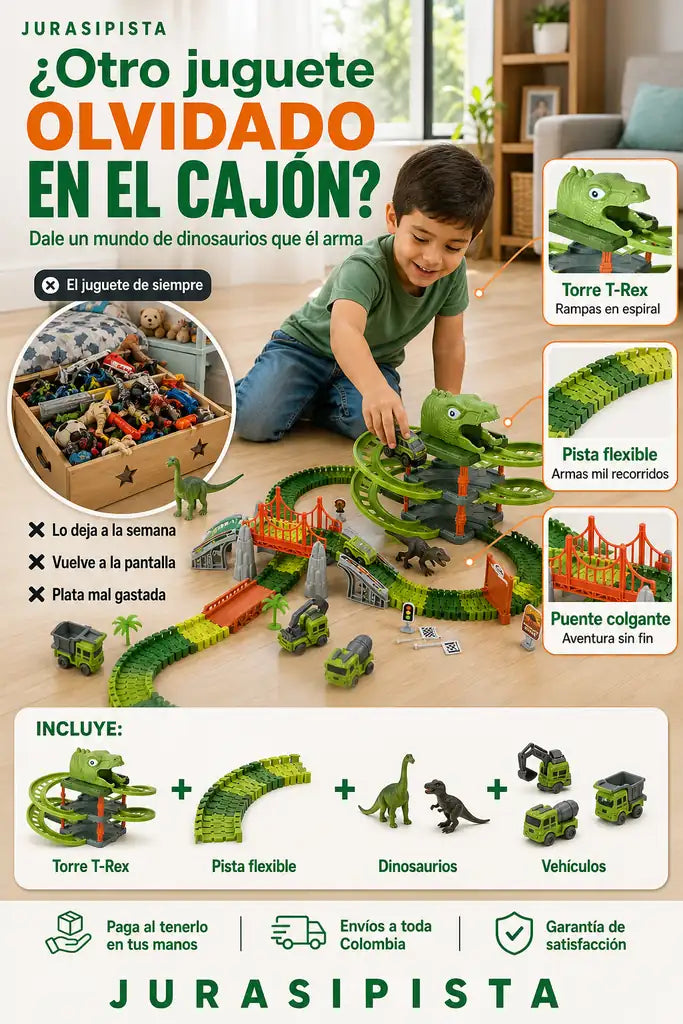 Pista de Dinosaurios 217 Piezas - Aventura Jurásica Para Niños - 30% de Descuento