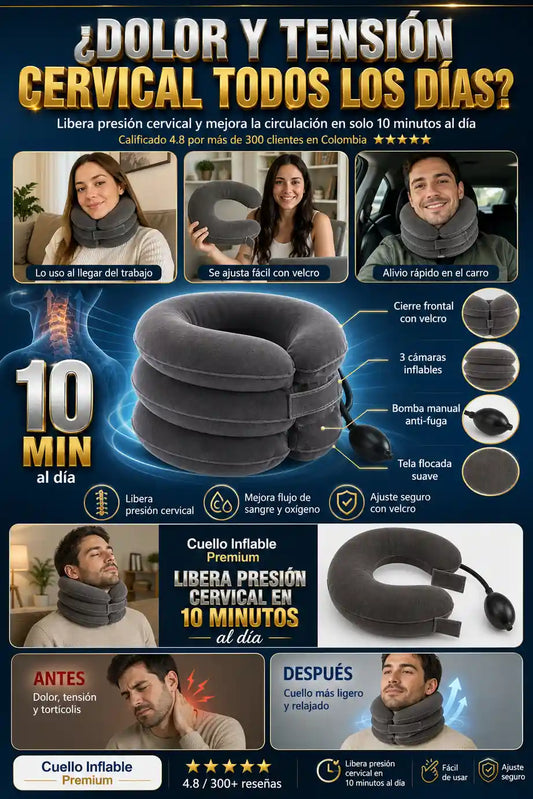 Cuello Inflable Premium - Alivio Cervical en 10 Minutos al Dia - Oferta de Lanzamiento
