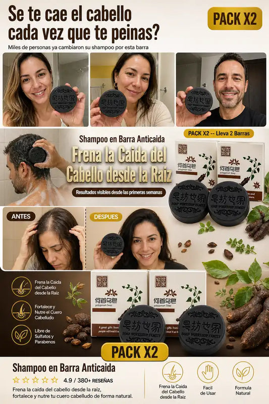 Shampoo en Barra Anticaida (Pack x2)- Frena la Caida del Cabello -  Ultimas Unidades