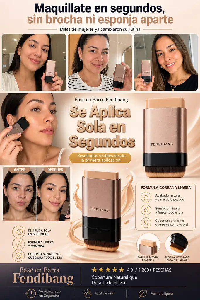 Base en Barra Coreana 3 en 1 - Maquillaje Perfecto en Segundos Sin Brocha - 37% de Descuento