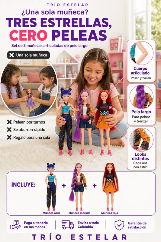 Set X3 Muñecas K Pop Articuladas - Concierto en Tu Sala - 25% de Descuento